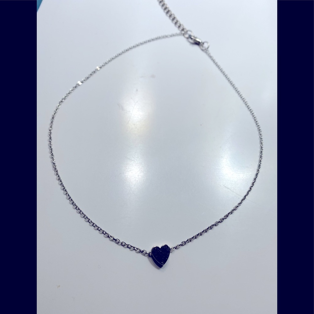 Silver heart charm necklace